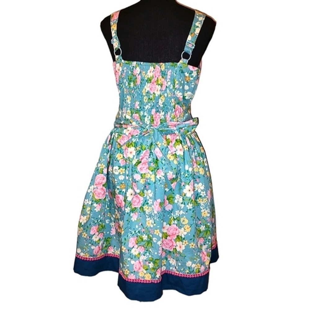 Matilda Jane Light Teal Floral Dress With Smocked Back - Picture 4 of 5